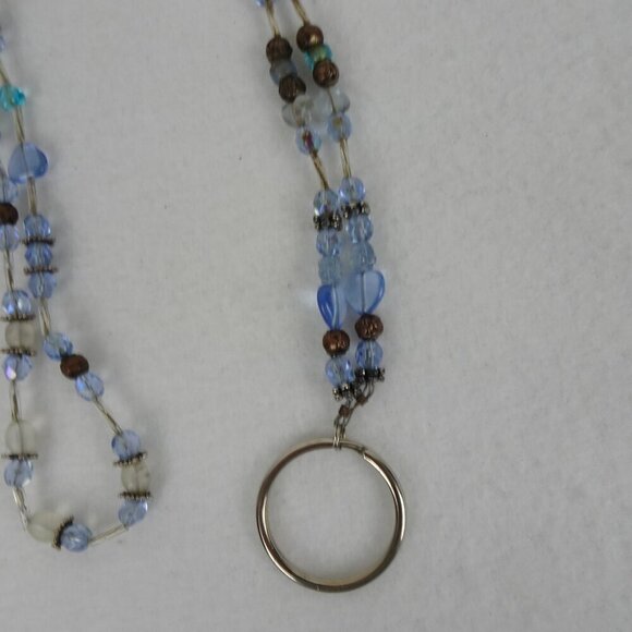 Handcrafted Beaded Lanyard Blue Glass Beads Colors of the Sea and Sky - Picture 5 of 8